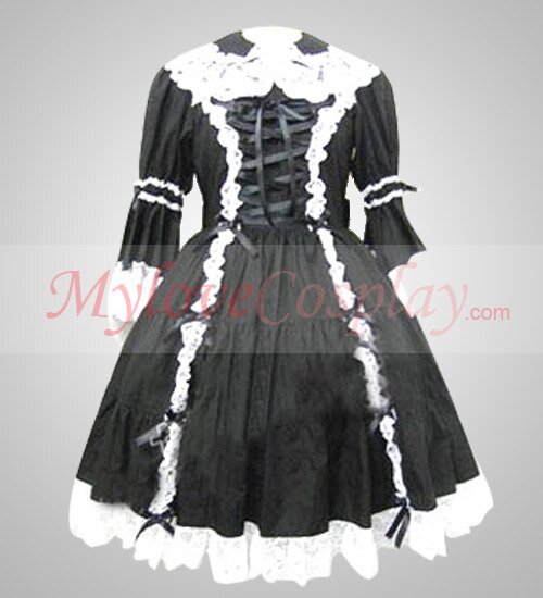 Black Girls Long-sleeved Dress Cosplay Costumes For Sale